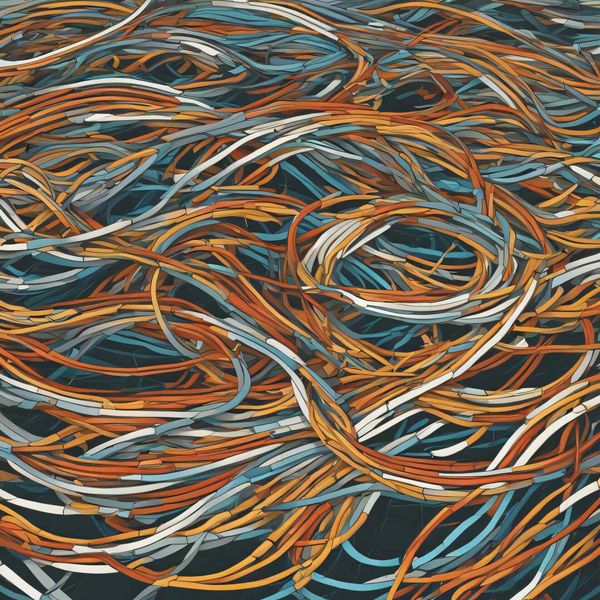 A drawing of wires in a tangle.